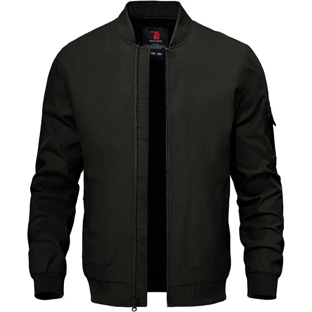 Men's Stylish Casual Lightweight A1-Black Golf Varsity Bomber Jackets Zip Up